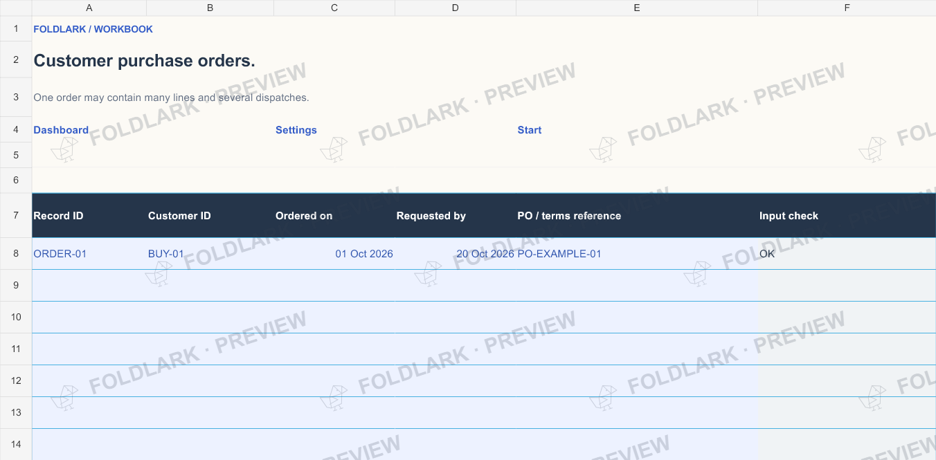 Orders: actual marked preview