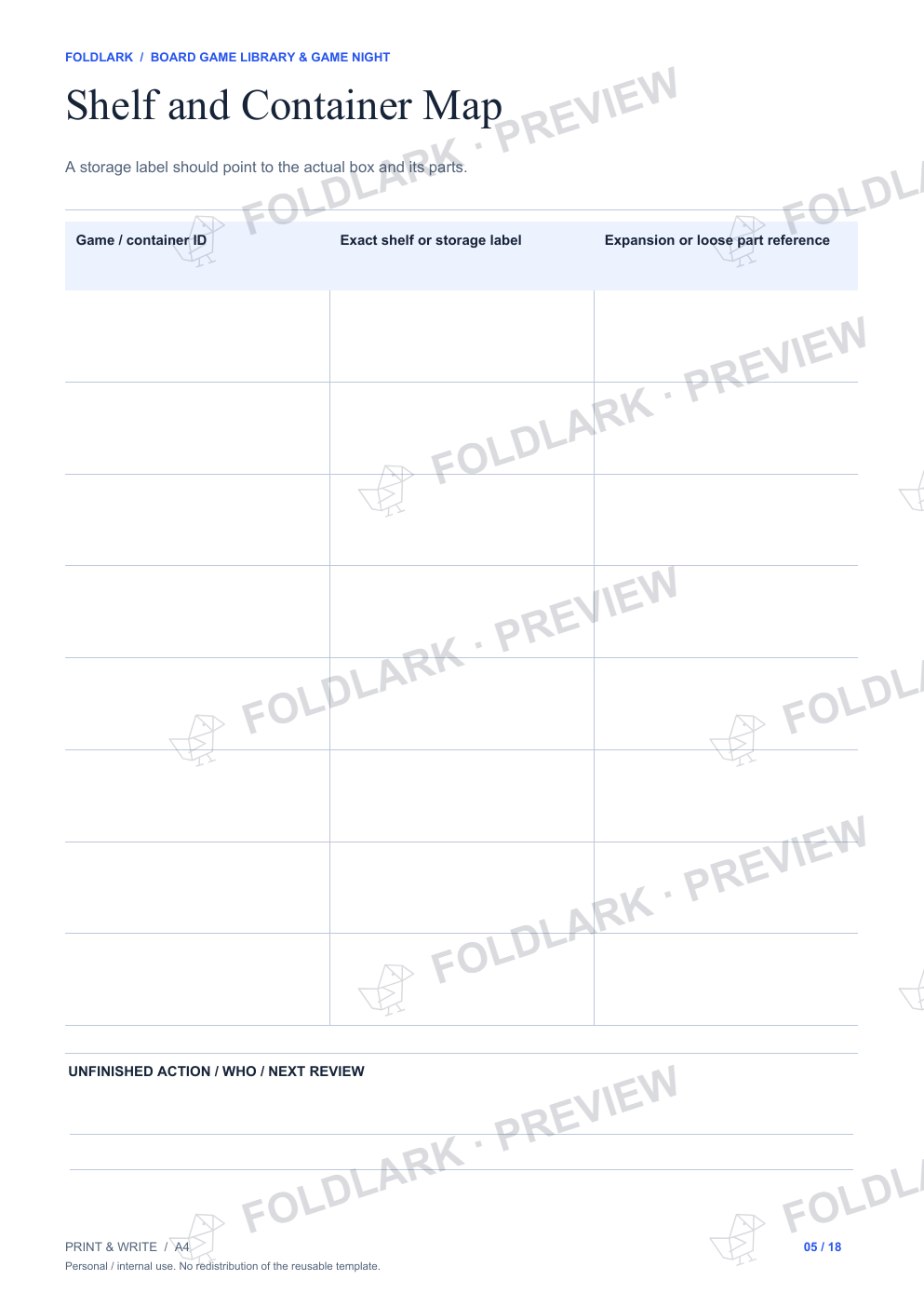 Shelf and Container Map: actual marked preview