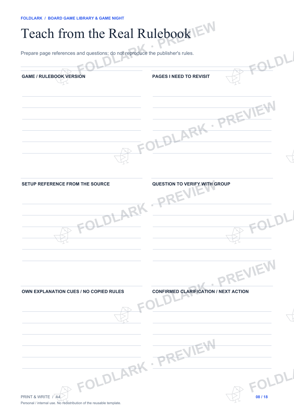 Teach from the Real Rulebook: actual marked preview