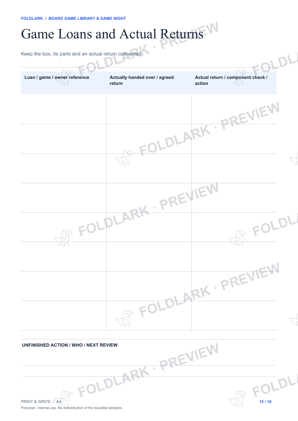 Game Loans and Actual Returns: actual marked preview
