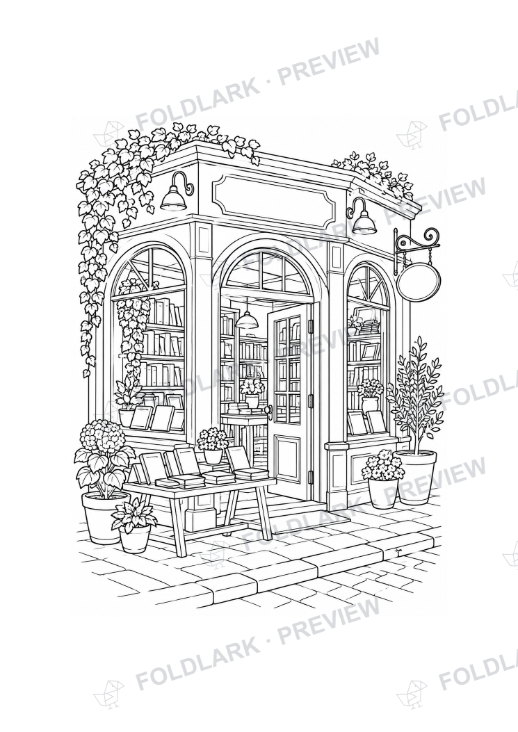 The corner bookshop — actual protected outline preview