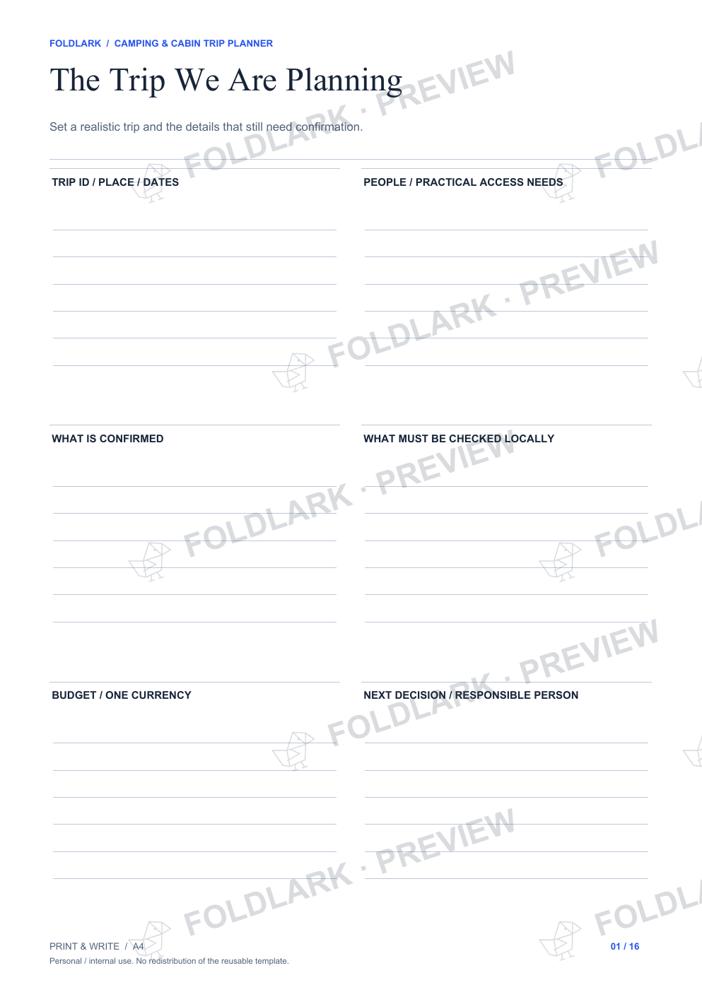 The Trip We Are Planning: actual marked preview