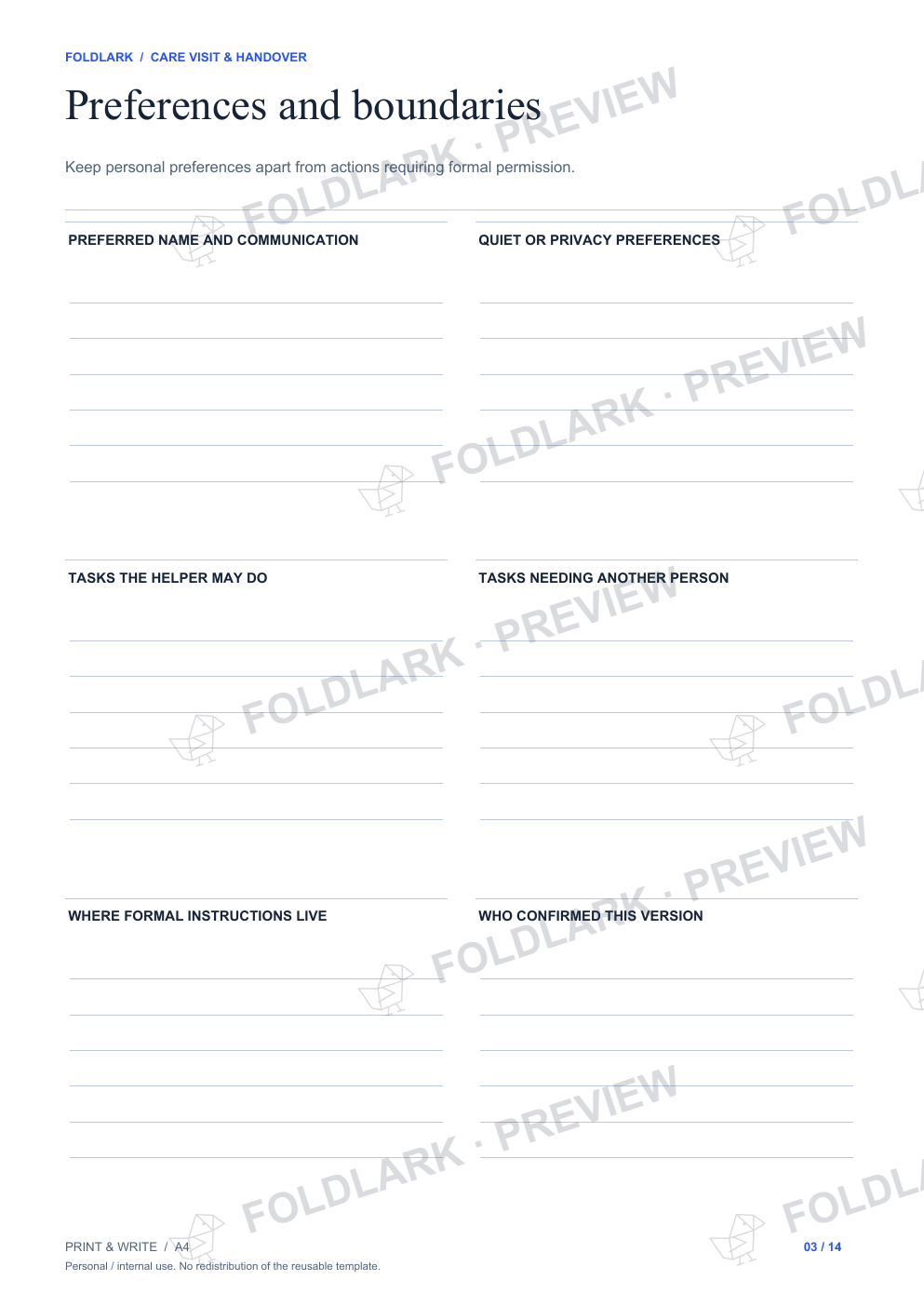 Preferences and boundaries: actual marked preview