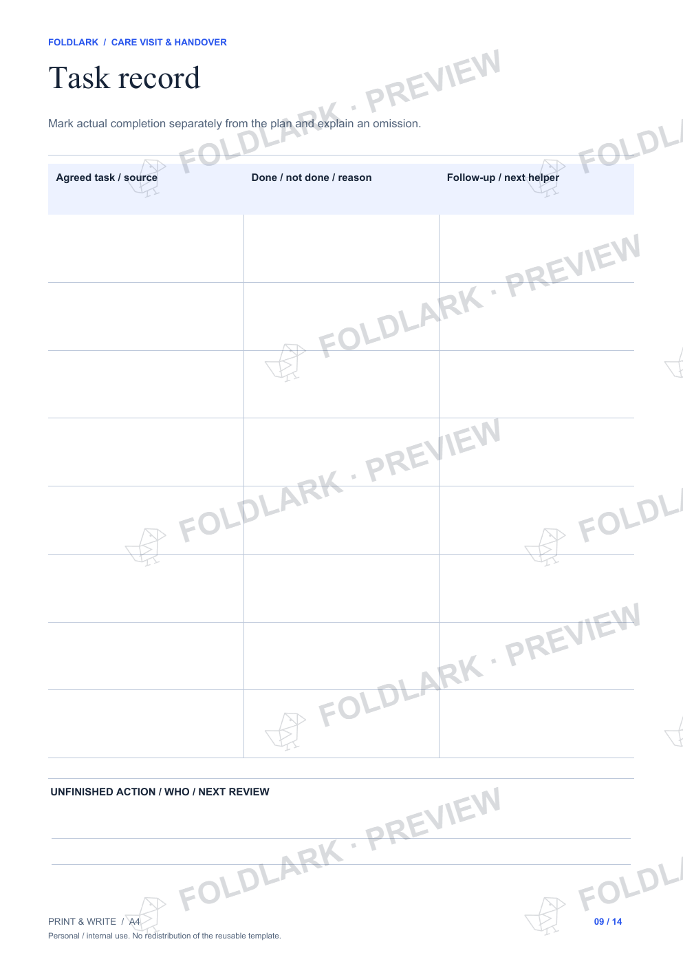Task record: actual marked preview