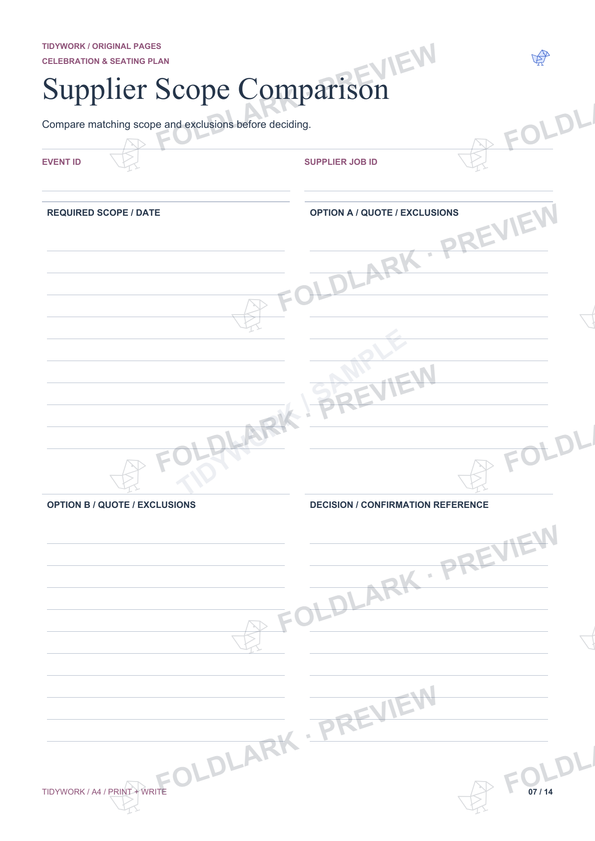 Supplier Scope Comparison: actual marked preview