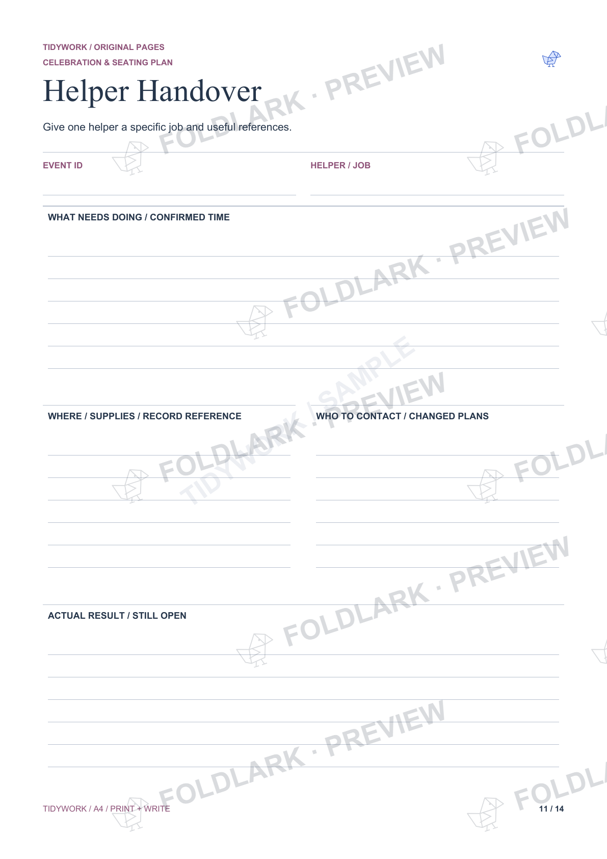 Helper Handover: actual marked preview