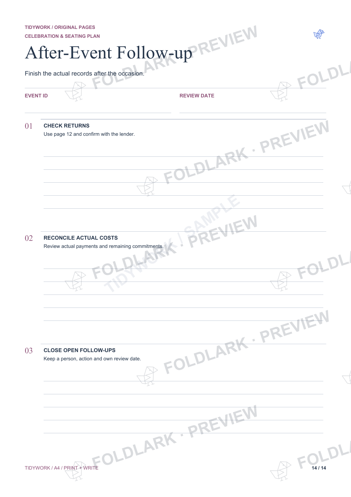 After-Event Follow-up: actual marked preview