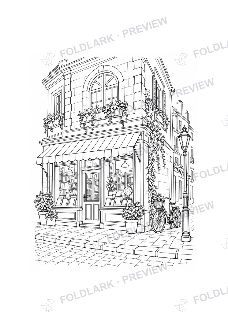 Corner Bookshop Facade — actual protected outline preview
