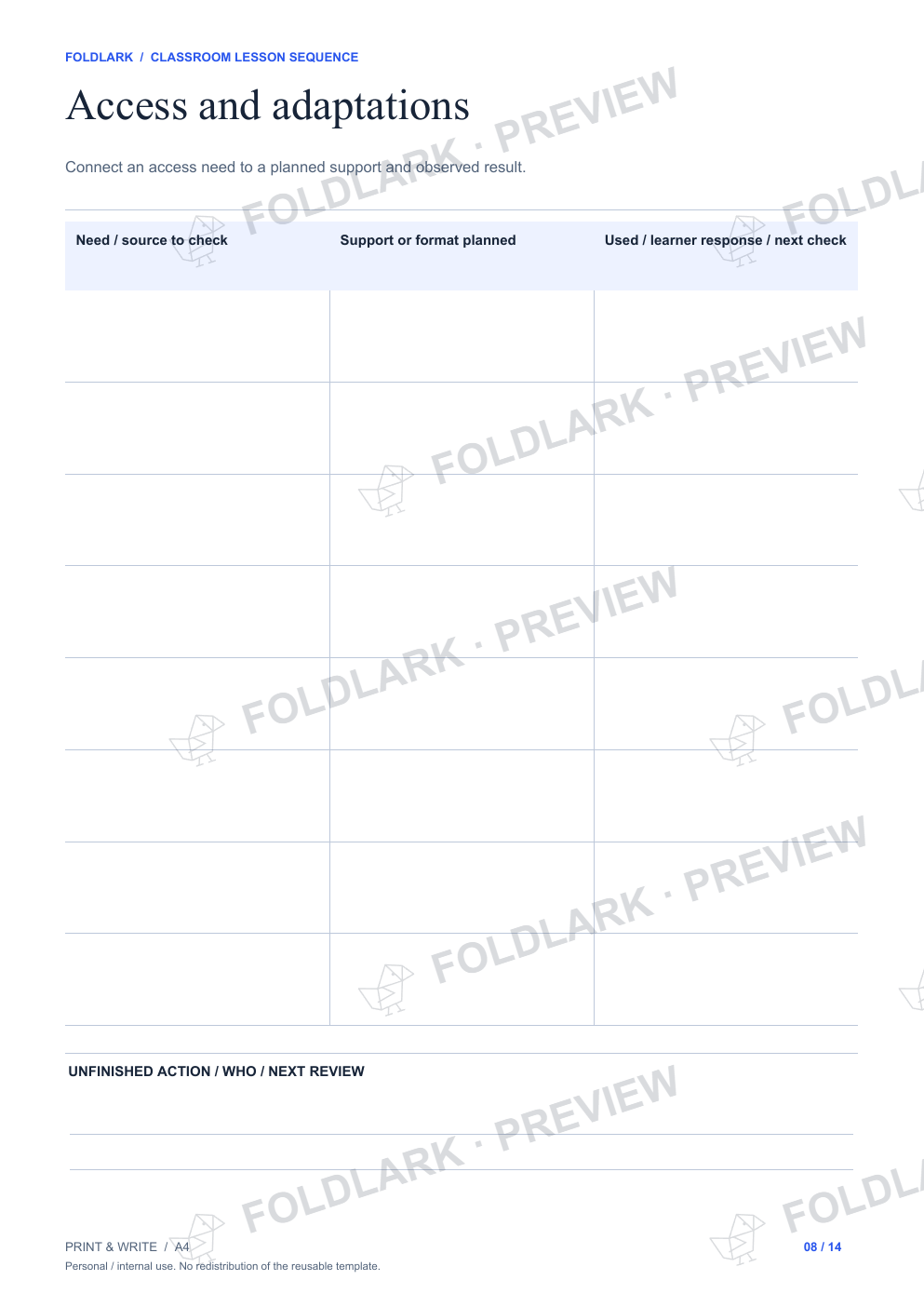 Access and adaptations: actual marked preview