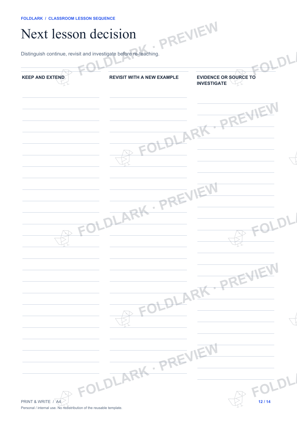 Next lesson decision: actual marked preview
