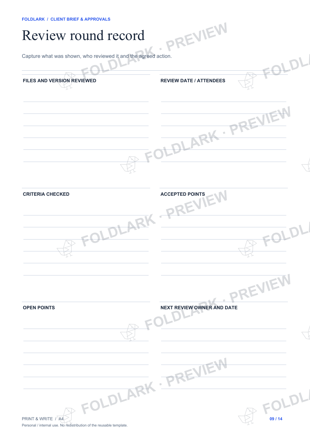 Review round record: actual marked preview