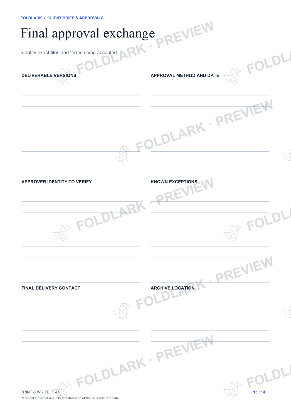Final approval exchange: actual marked preview