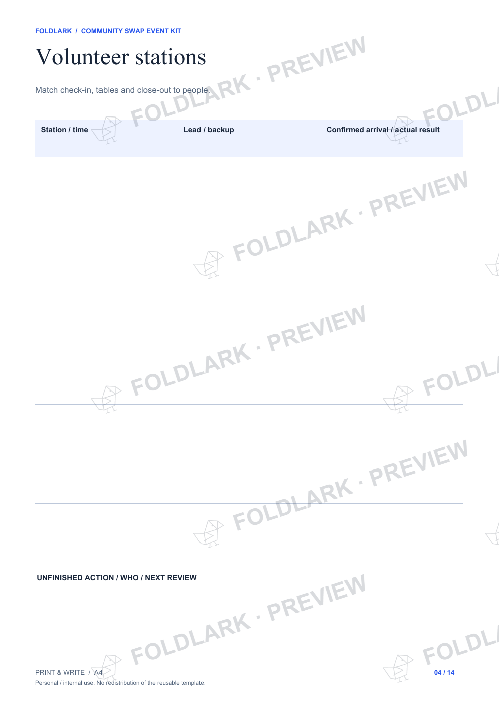 Volunteer stations: actual marked preview
