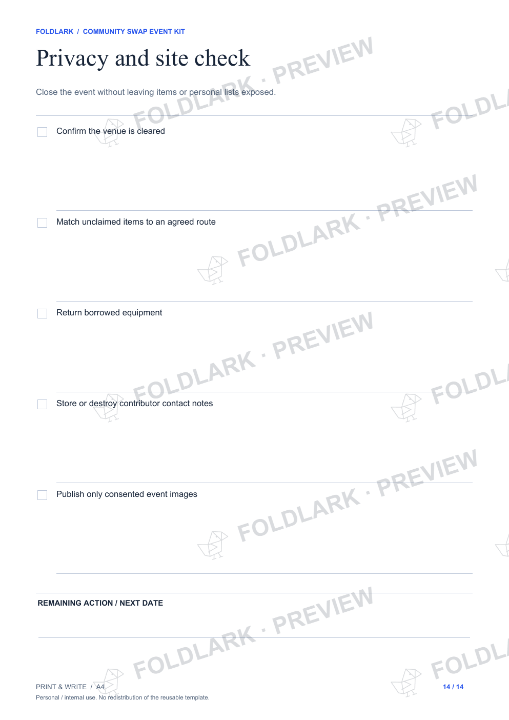 Privacy and site check: actual marked preview