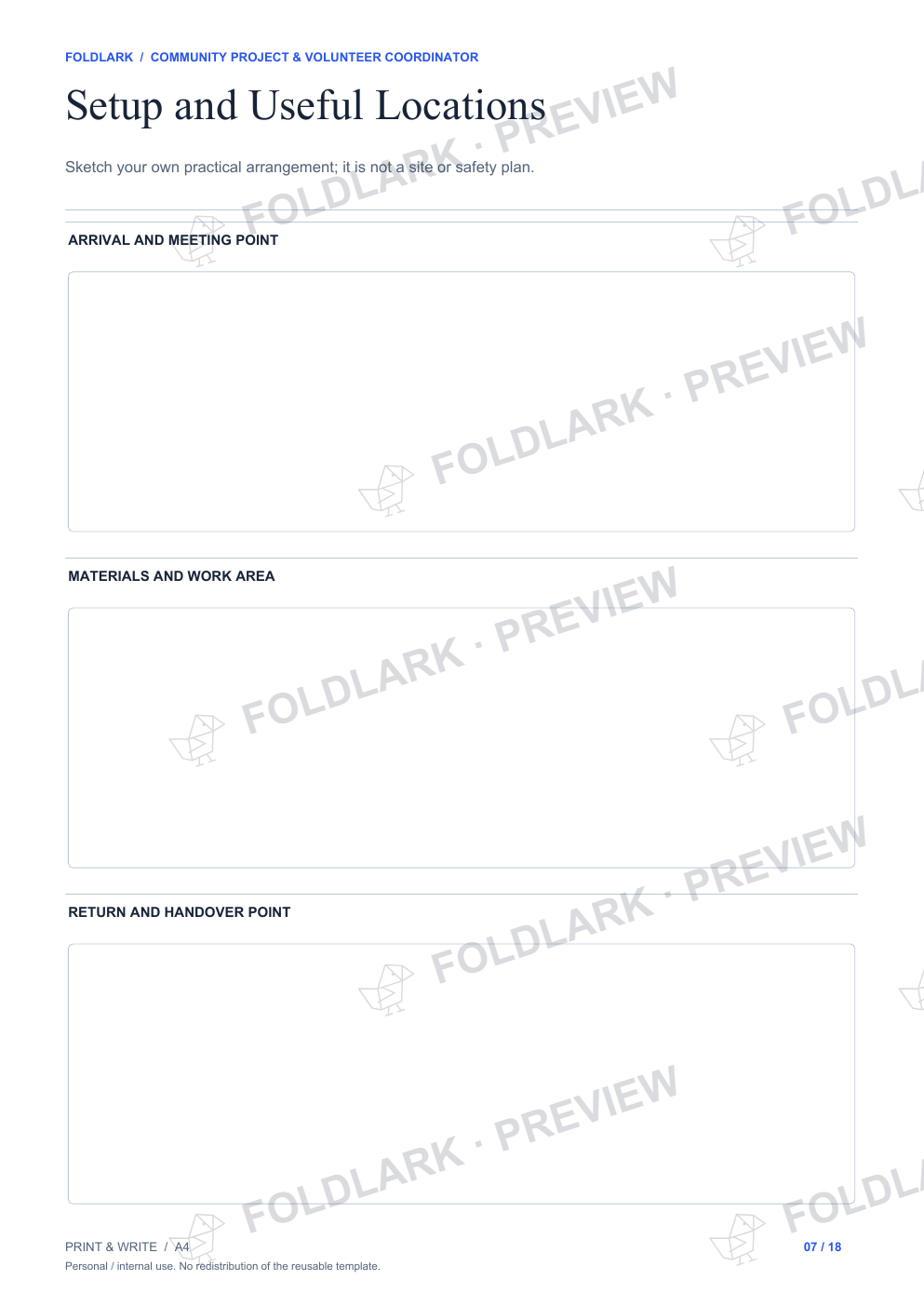Setup and Useful Locations: actual marked preview