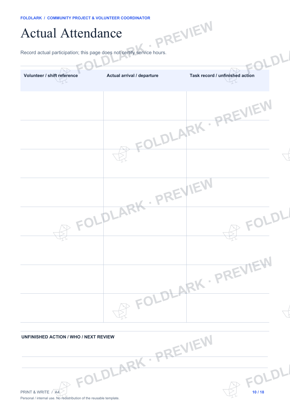 Actual Attendance: actual marked preview