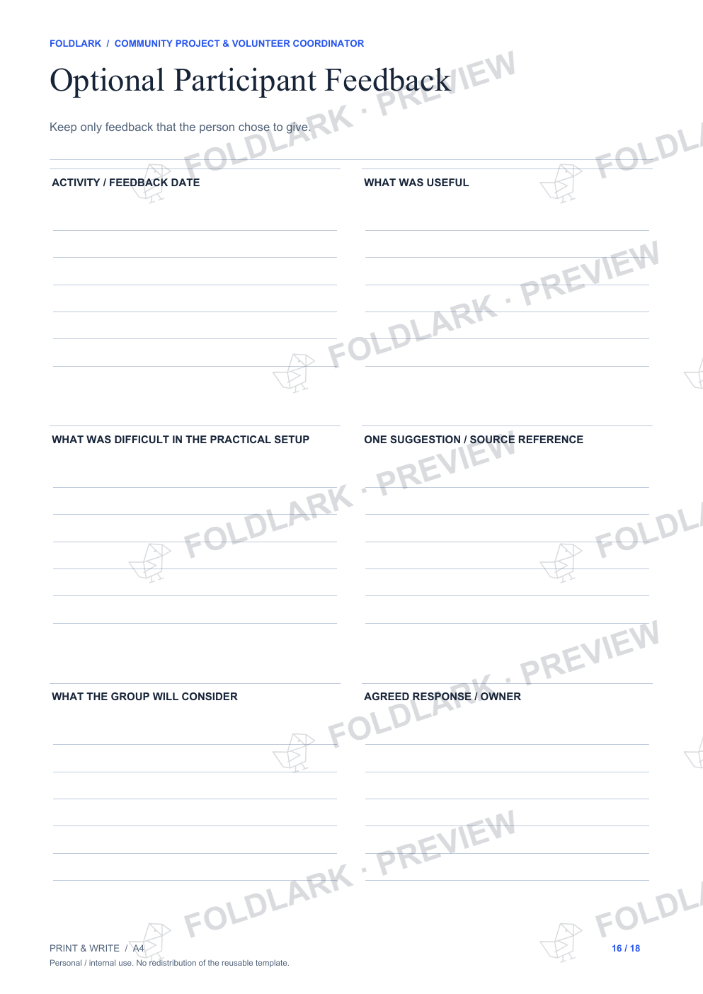 Optional Participant Feedback: actual marked preview