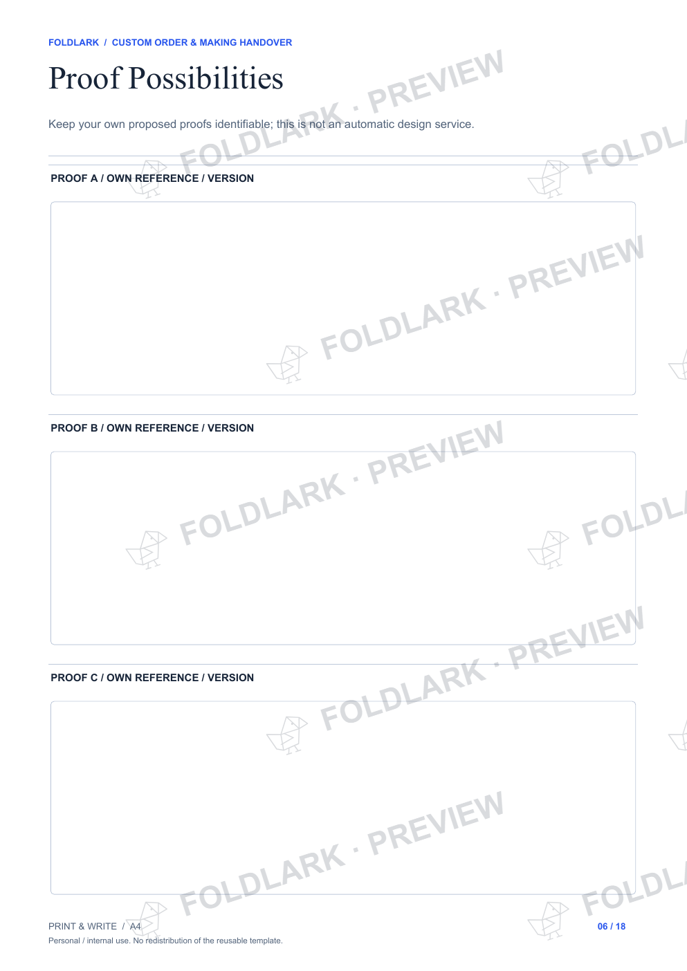 Proof Possibilities: actual marked preview