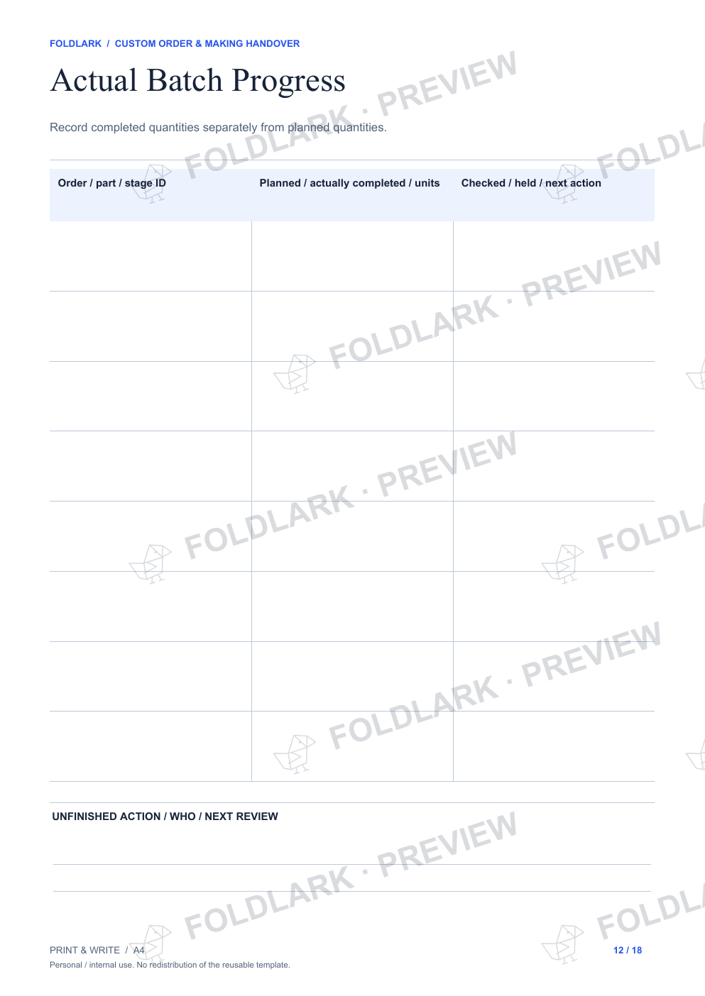 Actual Batch Progress: actual marked preview