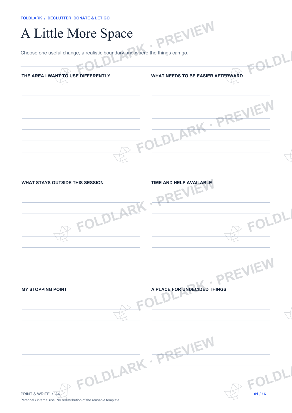 Actual A Little More Space template, empty protected preview.