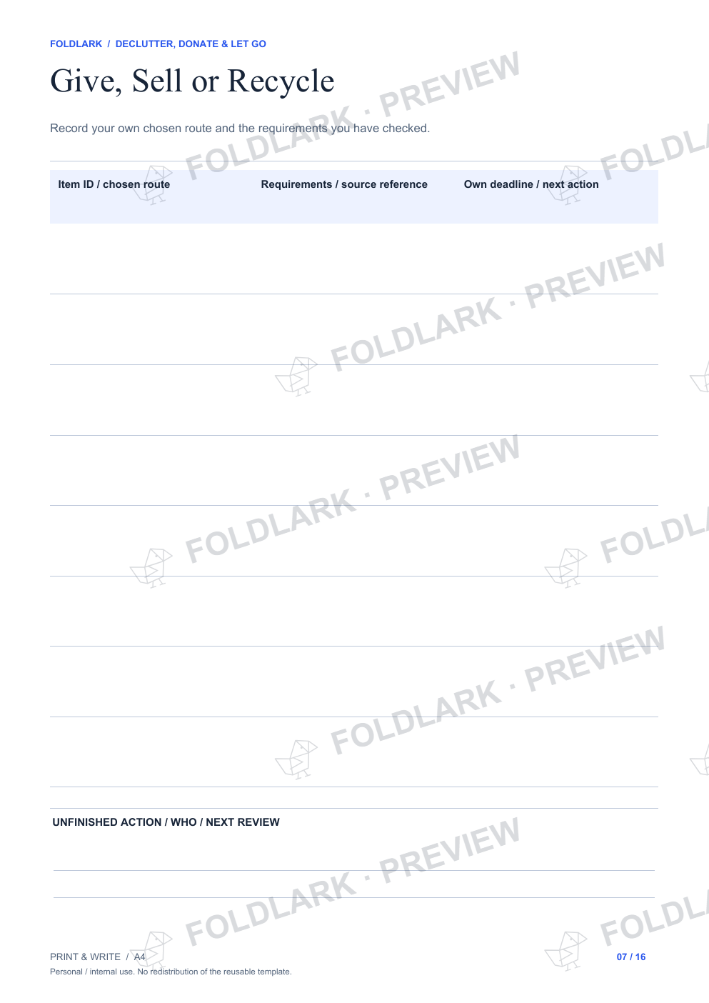 Give, Sell or Recycle: actual marked preview
