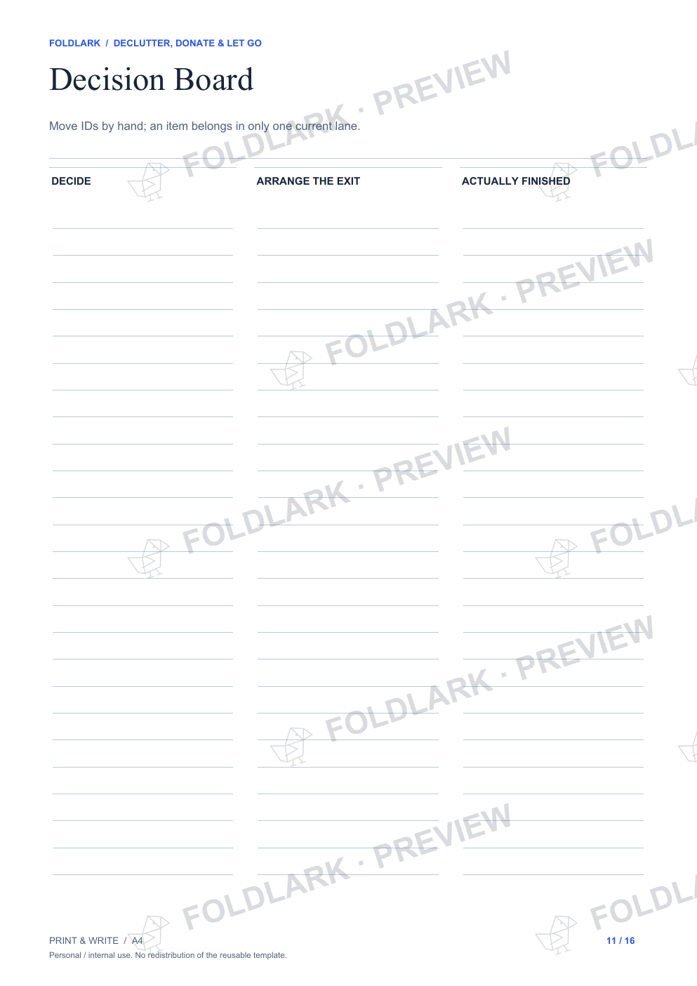 Decision Board: actual marked preview