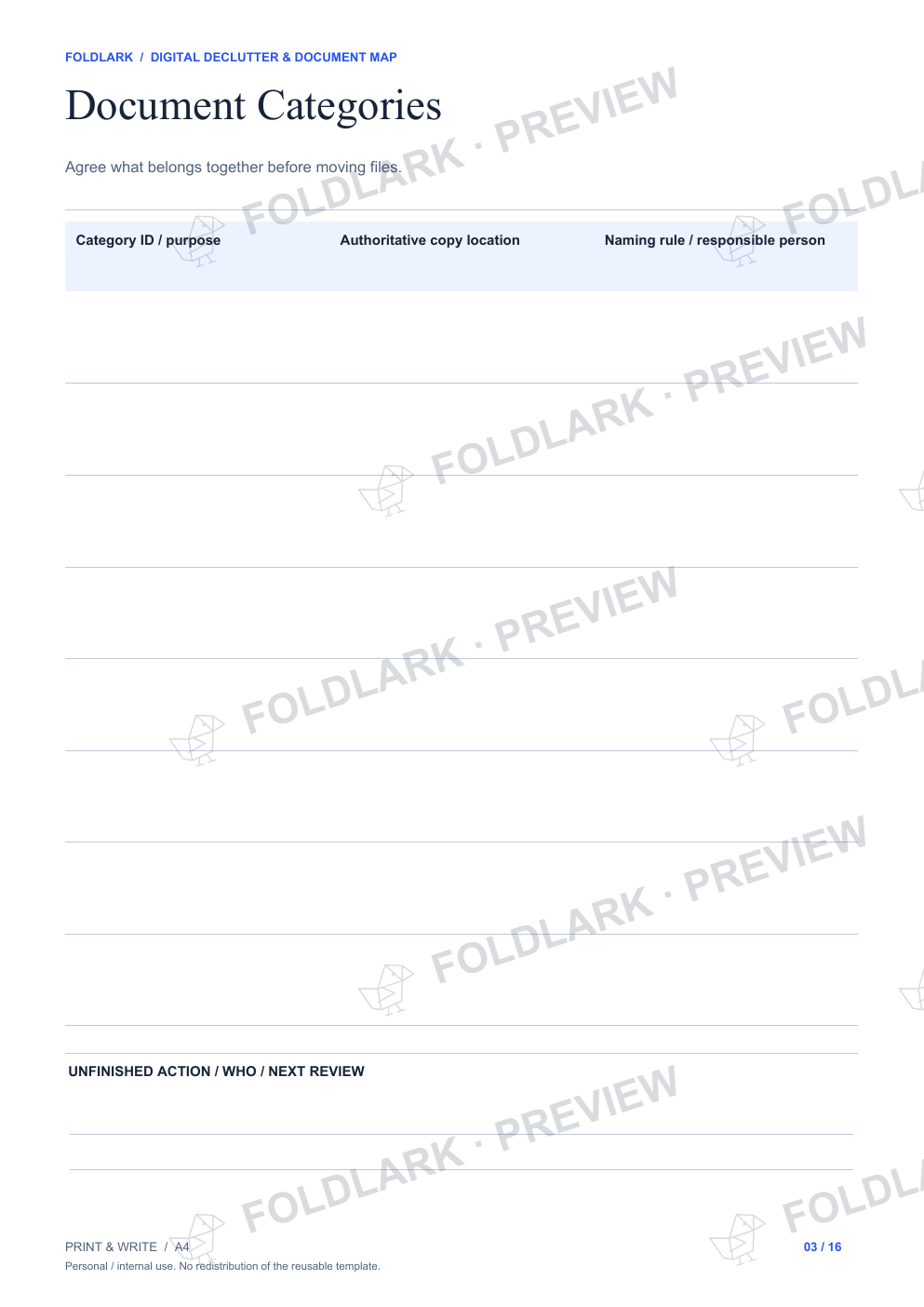 Document Categories: actual marked preview