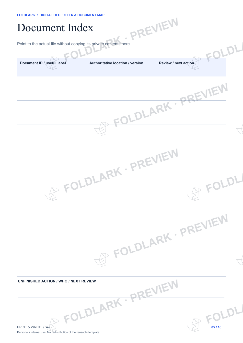 Document Index: actual marked preview