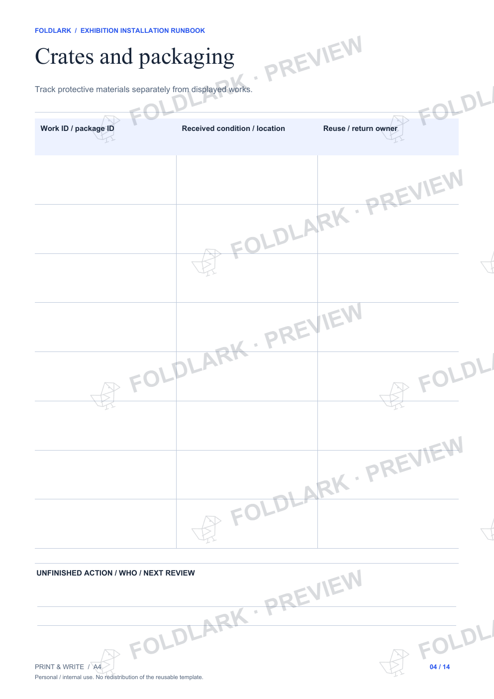 Crates and packaging: actual marked preview