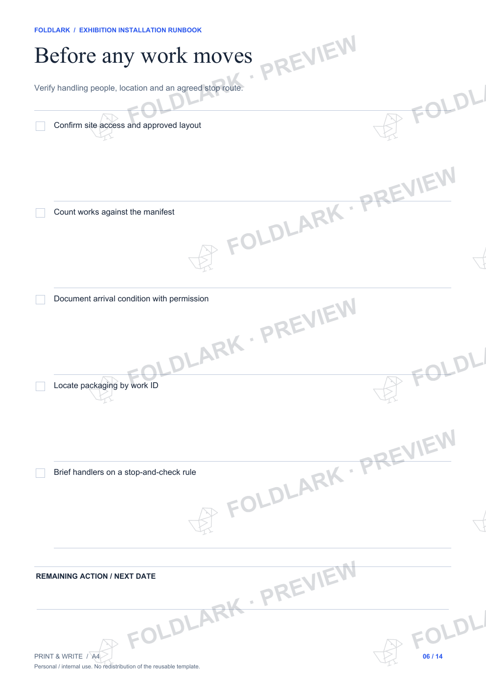 Before any work moves: actual marked preview