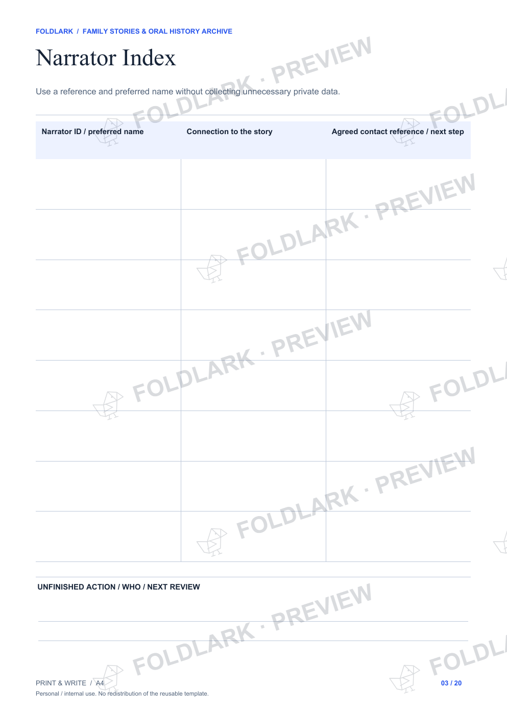 Narrator Index: actual marked preview
