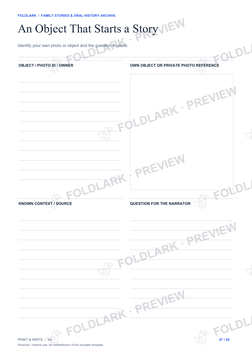 An Object That Starts a Story: actual marked preview