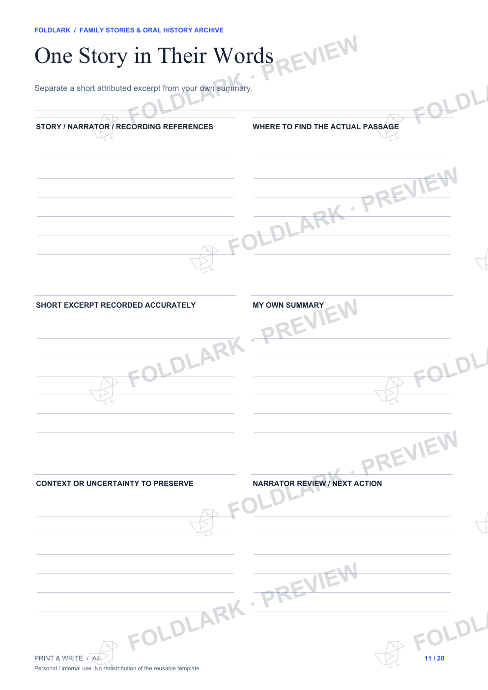 One Story in Their Words: actual marked preview