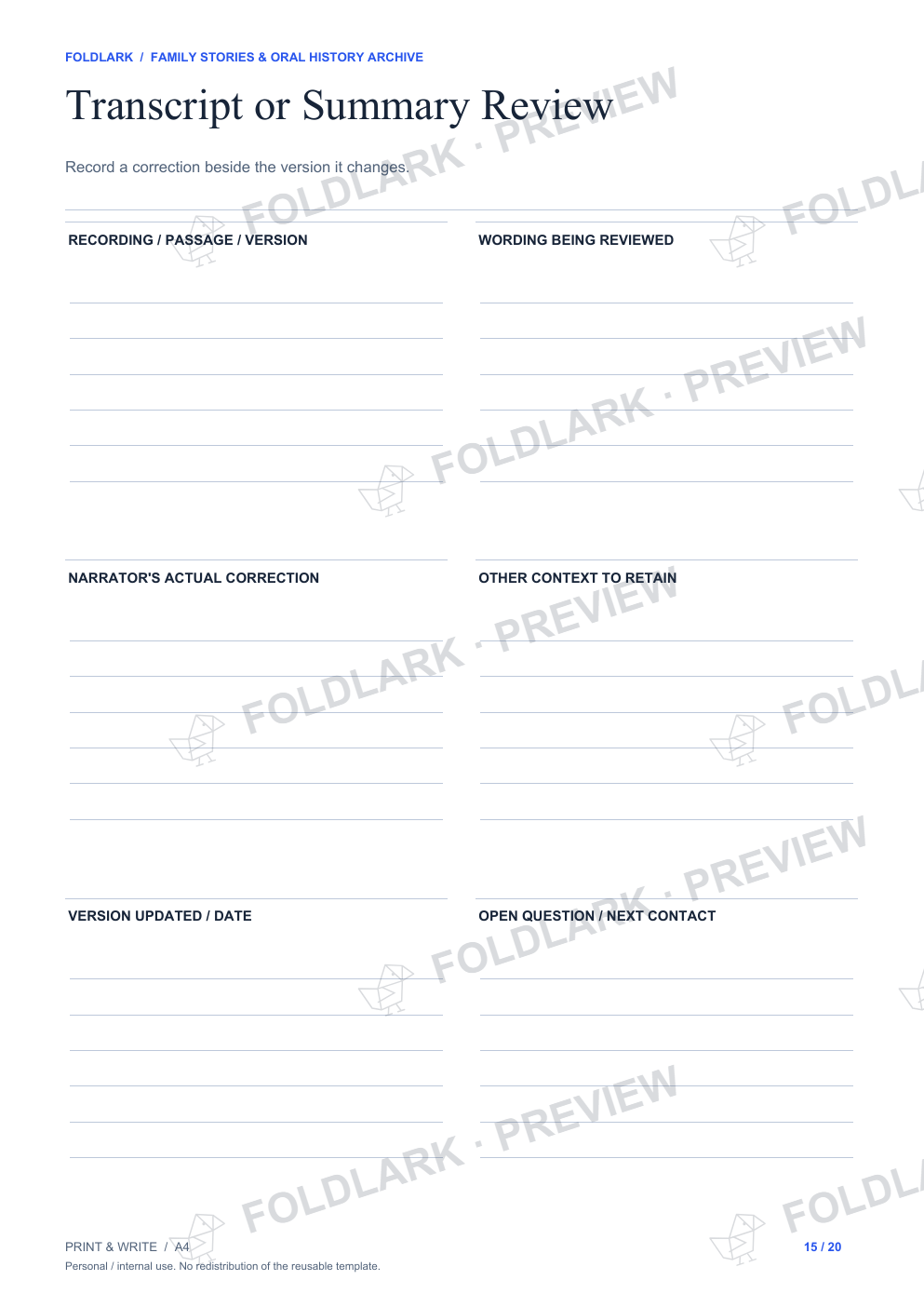 Transcript or Summary Review: actual marked preview