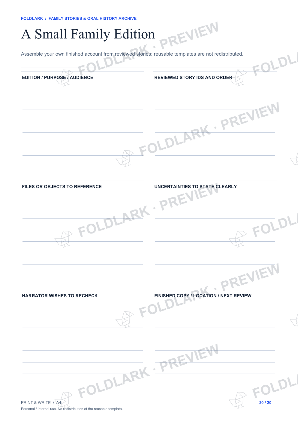 A Small Family Edition: actual marked preview