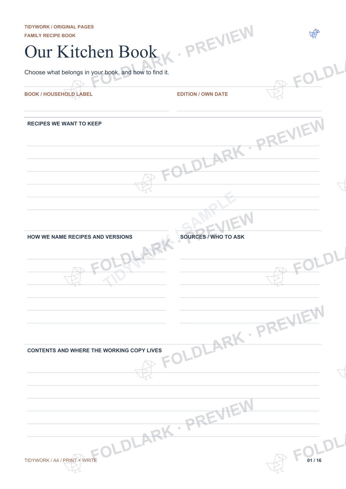 Family Recipe Book: actual marked preview