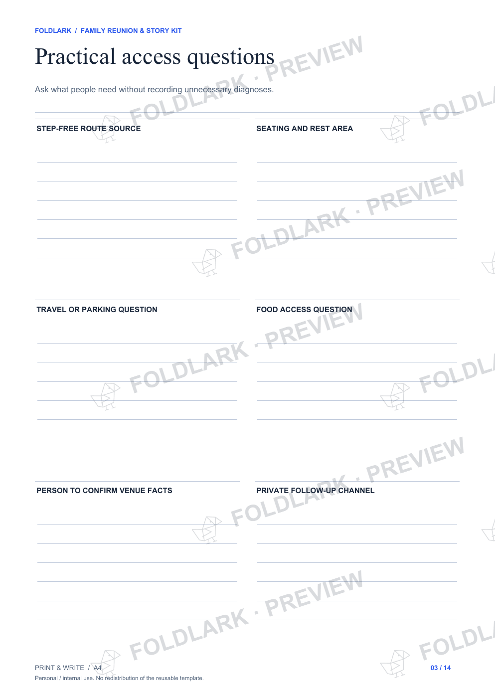 Practical access questions: actual marked preview