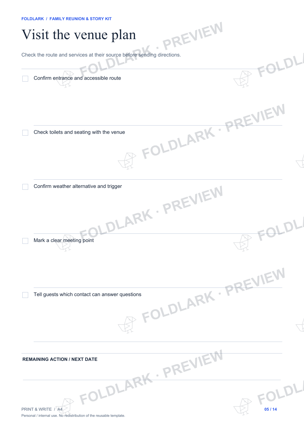 Visit the venue plan: actual marked preview