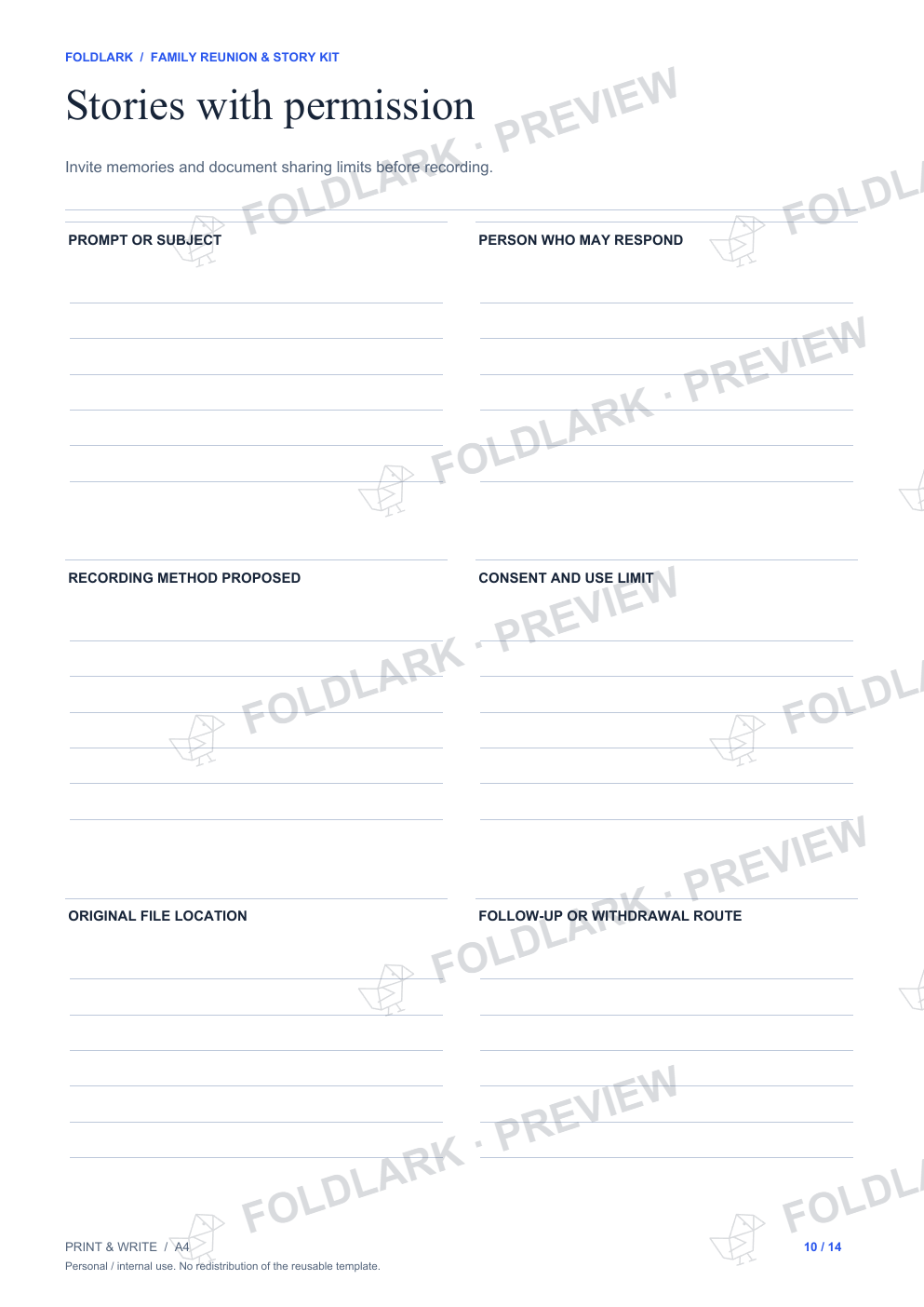 Stories with permission: actual marked preview