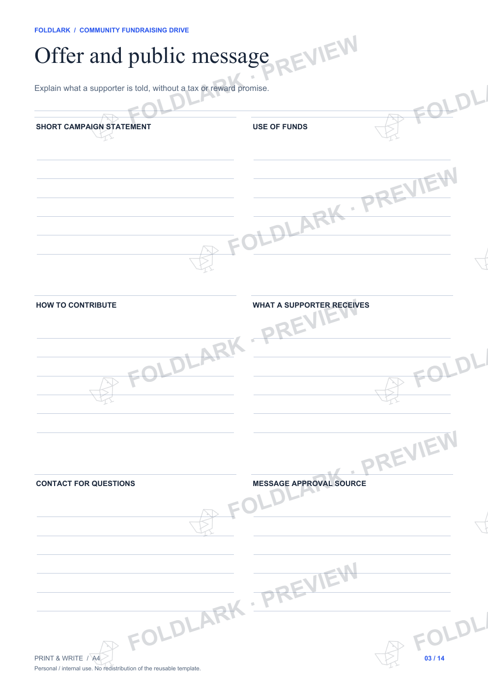 Offer and public message: actual marked preview