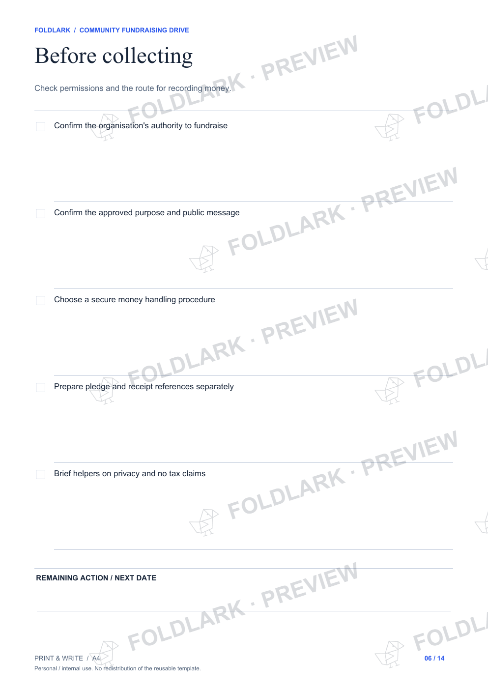 Before collecting: actual marked preview