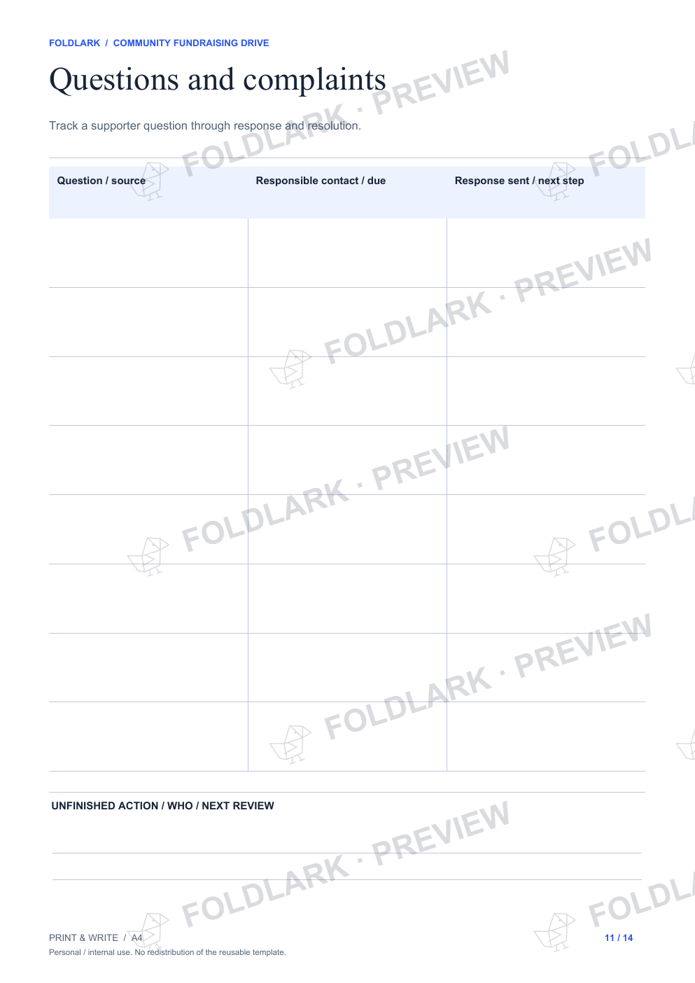 Questions and complaints: actual marked preview