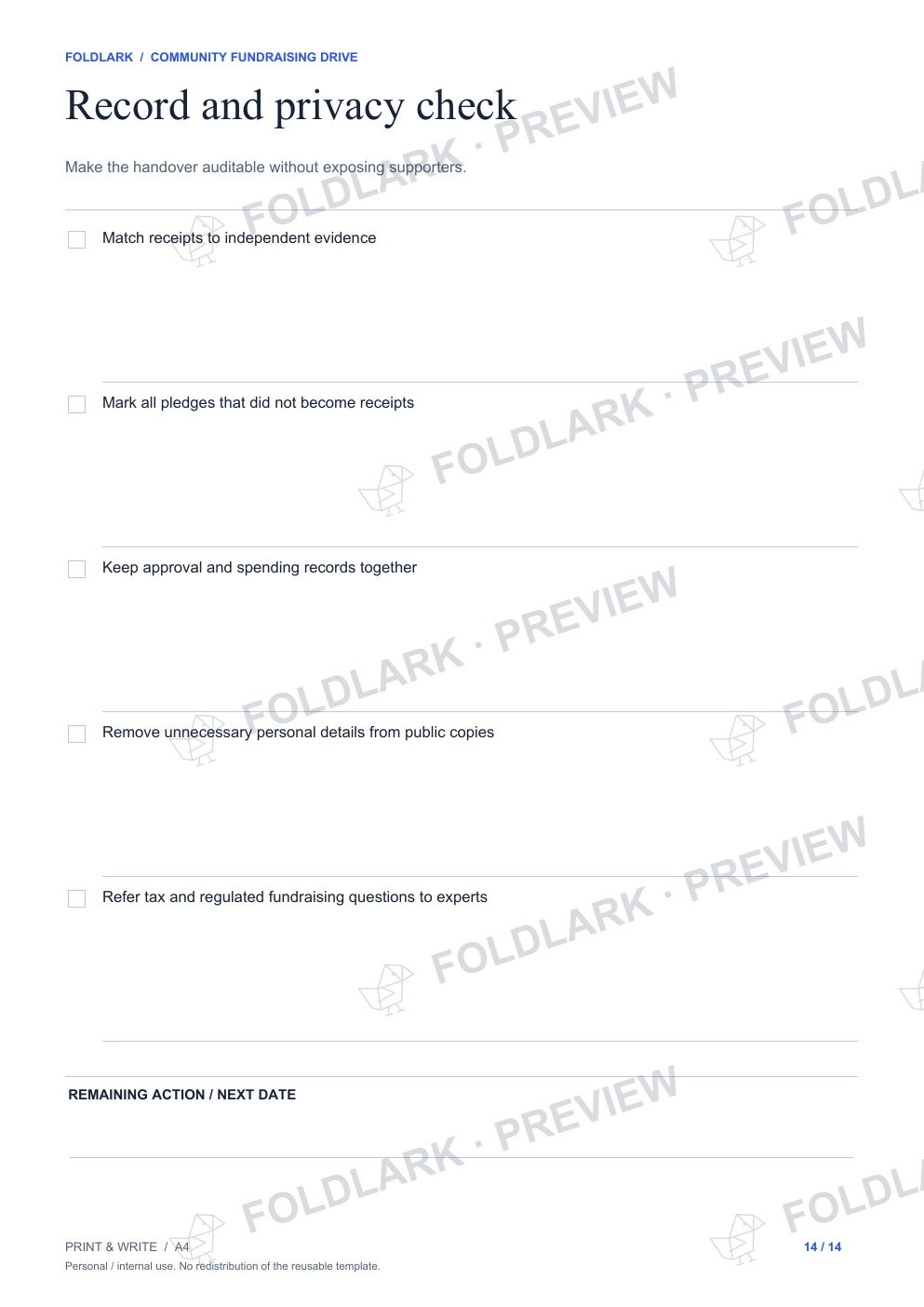 Record and privacy check: actual marked preview