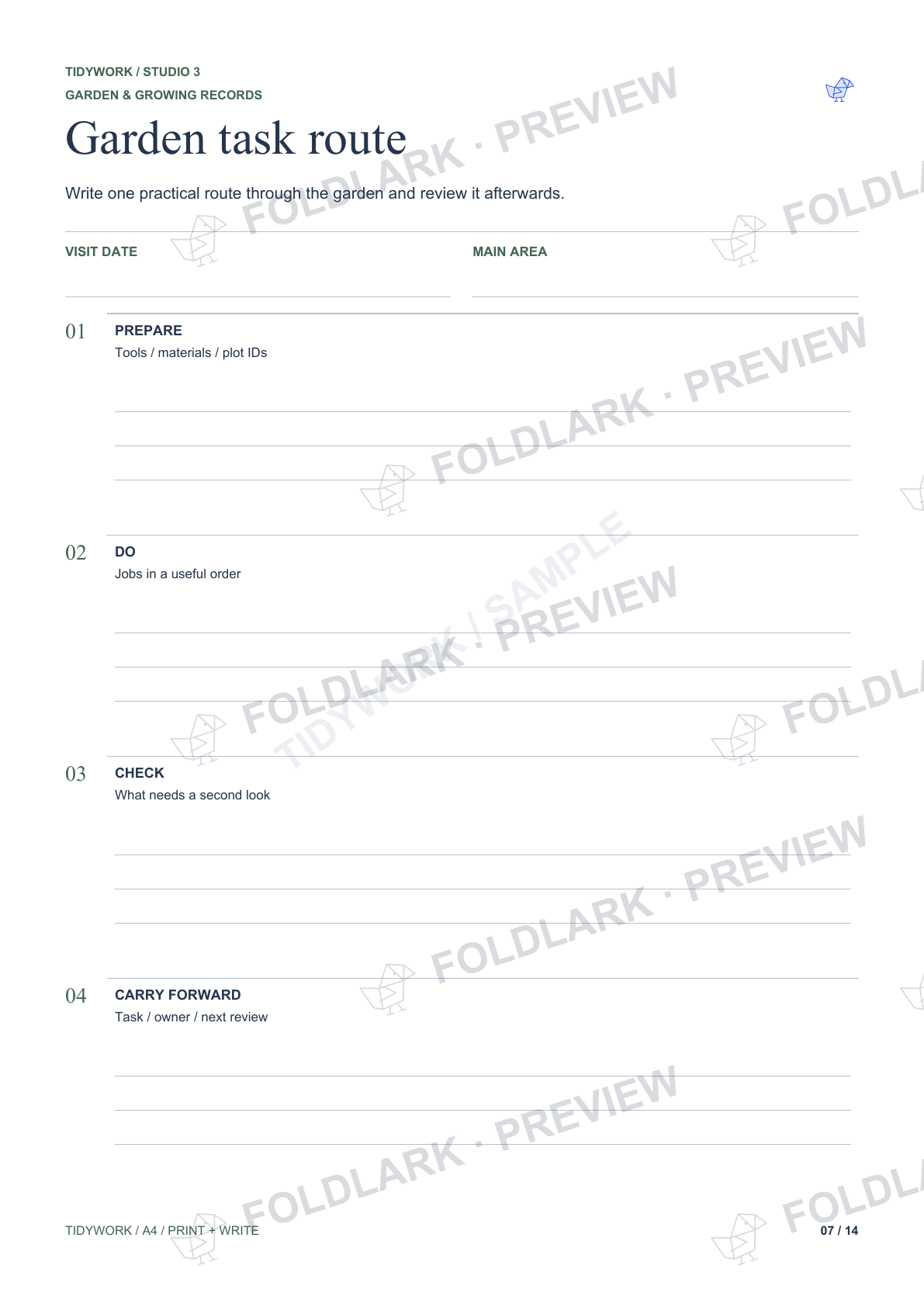 Garden task route: actual marked preview