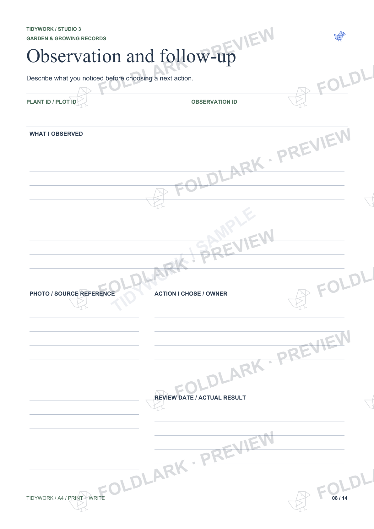 Observation and follow-up: actual marked preview