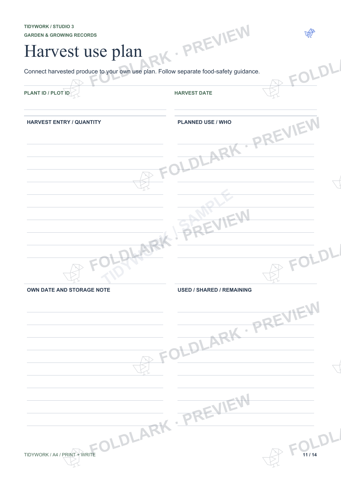 Harvest use plan: actual marked preview