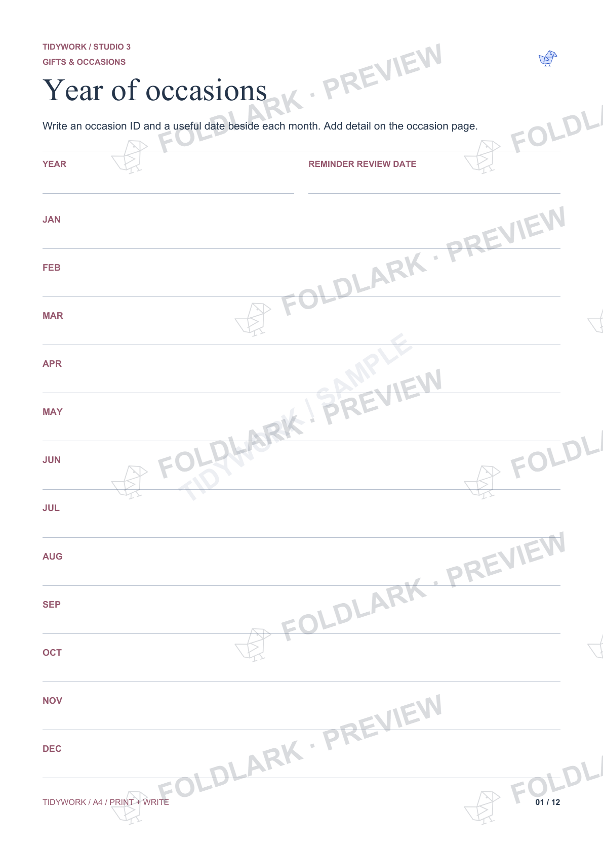 Gifts & Occasions: actual marked preview