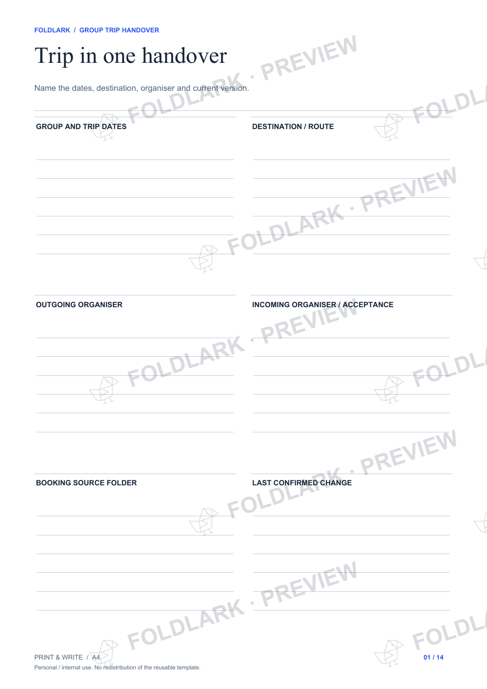 Trip in one handover: actual marked preview