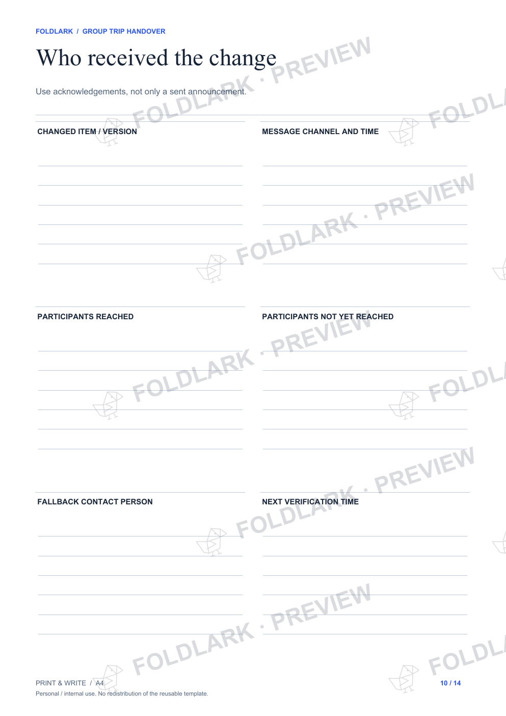 Who received the change: actual marked preview