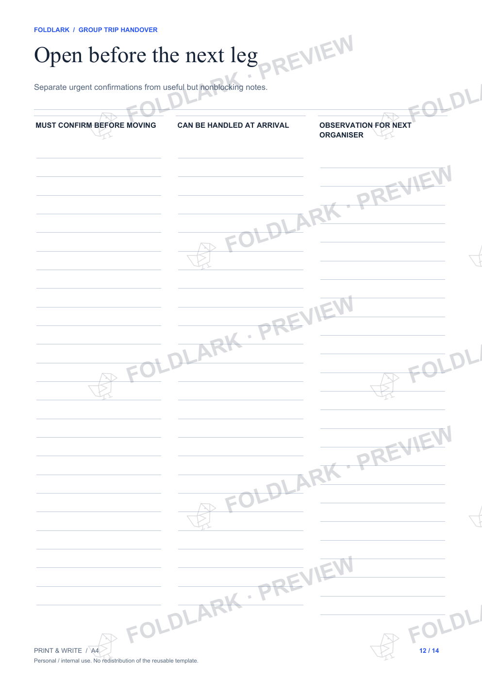 Open before the next leg: actual marked preview